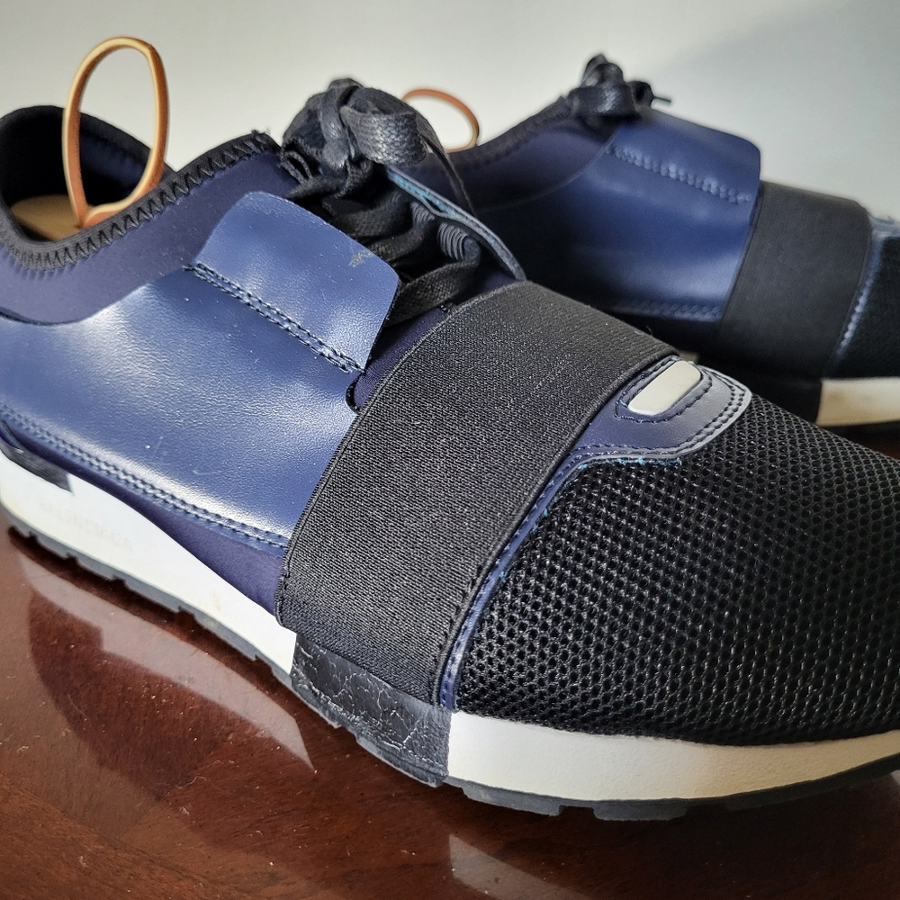 Navy Blue Sneakers with Hybrid Design and Elastic Strap - Picture 9 of 13